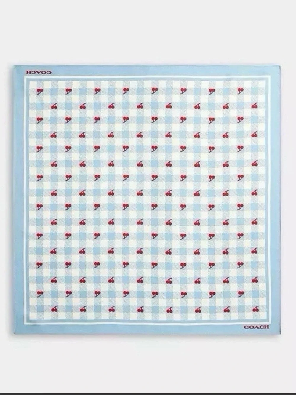 Coach Cherry Gingham Silk Scarf Bandana CFG33